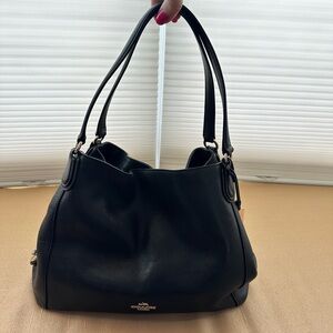 Coach Edie 31 Black Shoulder Bag in Refined Pebbled Leather